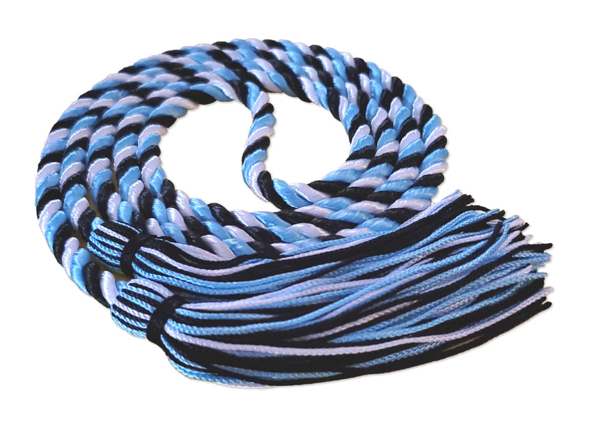 Honor Cords: Black-White-Light Blue Senior Class Graduation