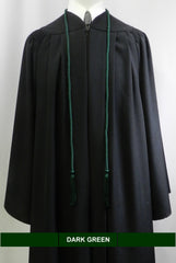 Dark green graduation honor cord with matching tassels from Senior Class Graduation Products. Made in USA.