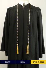 Navy blue and bright gold graduation honor cord.