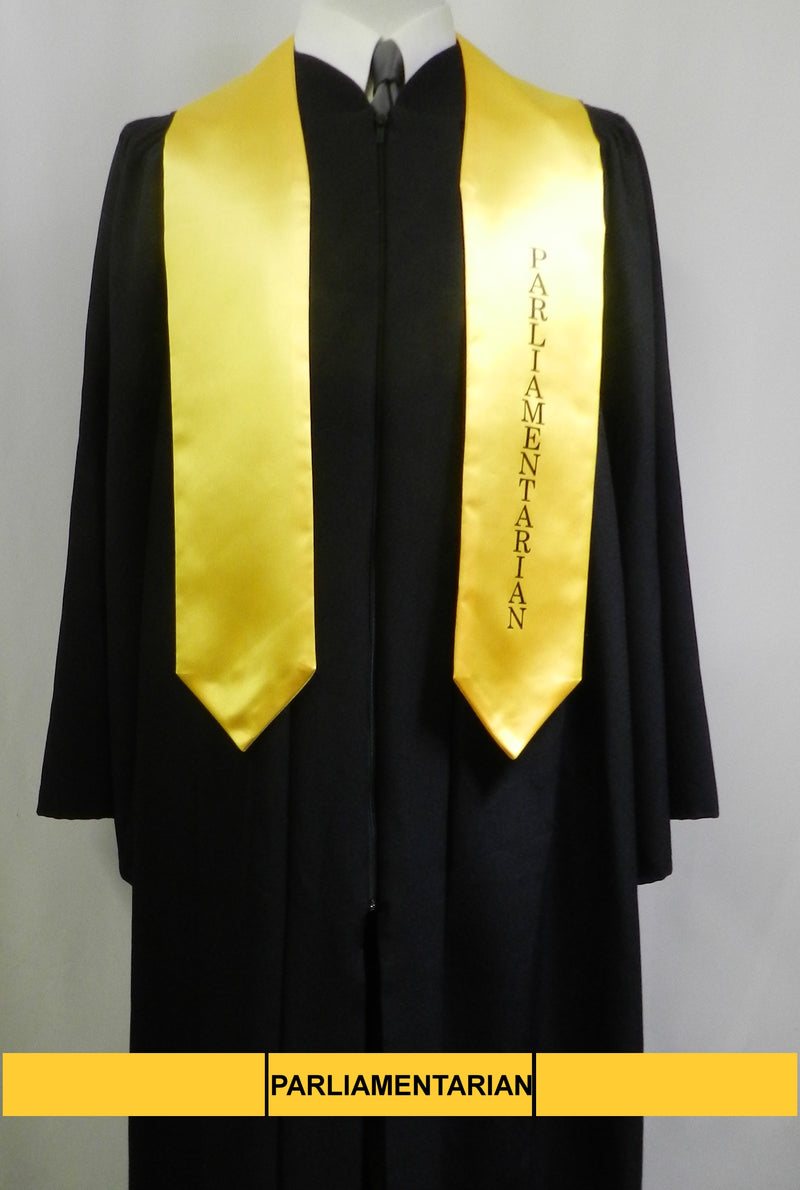 Parliamentarian stole in gold satin from Senior Class Graduation Products