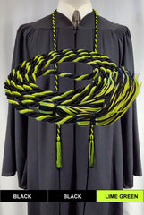 Black and lime green 2-color graduation honor cord from Senior Class.  Made in the United States.