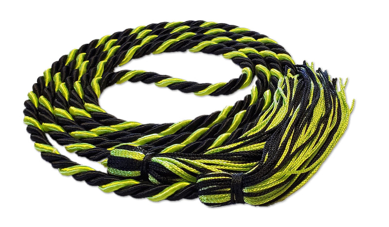 Black and lime green 2-color graduation honor cord from Senior Class.  Made in the United States.