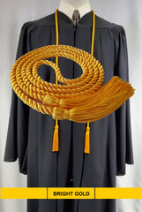 Black graduation honor cord with matching tassels from Senior Class Graduation Products. Made in USA.