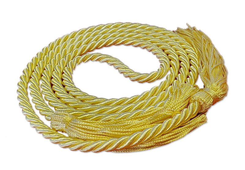 Lemon yellow solid color graduation honor cord from Senior Class. Made in the United States.
