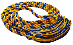 Bright Gold-Bright Gold-Royal Blue graduation honor cord from Senior Class. Made in the USA.