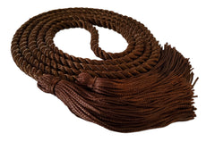 Brown graduation honor cord with matching tassels from Senior Class Graduation Products. Made in USA.