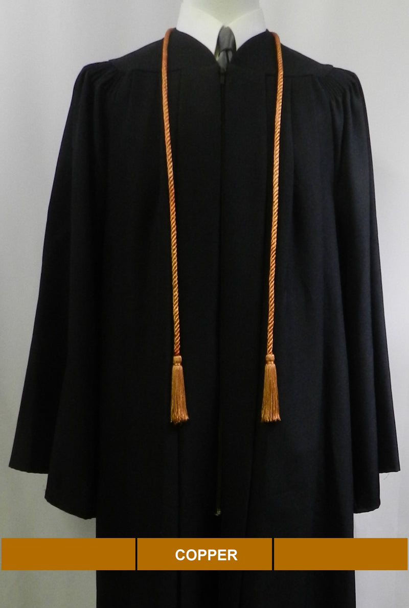 Copper graduation honor cord with matching tassels from Senior Class Graduation Products. Made in USA.