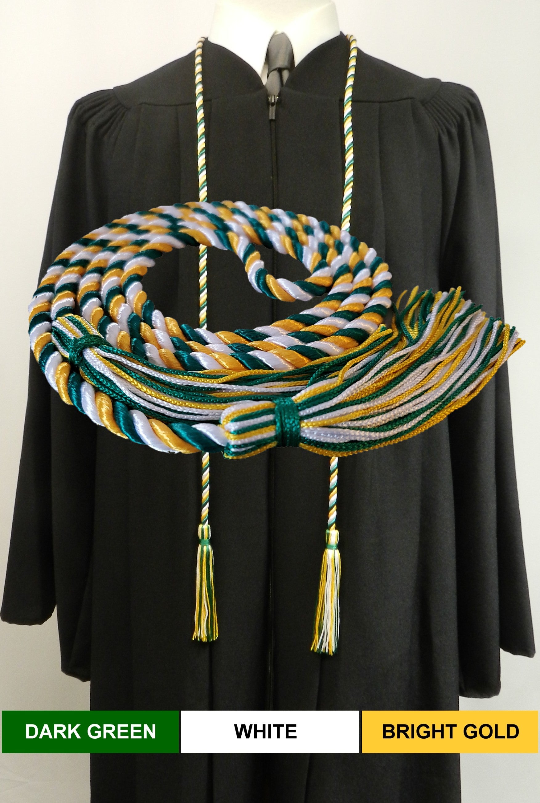 Honor Cords: Dark Green-White-Gold, Senior Class Graduation Products