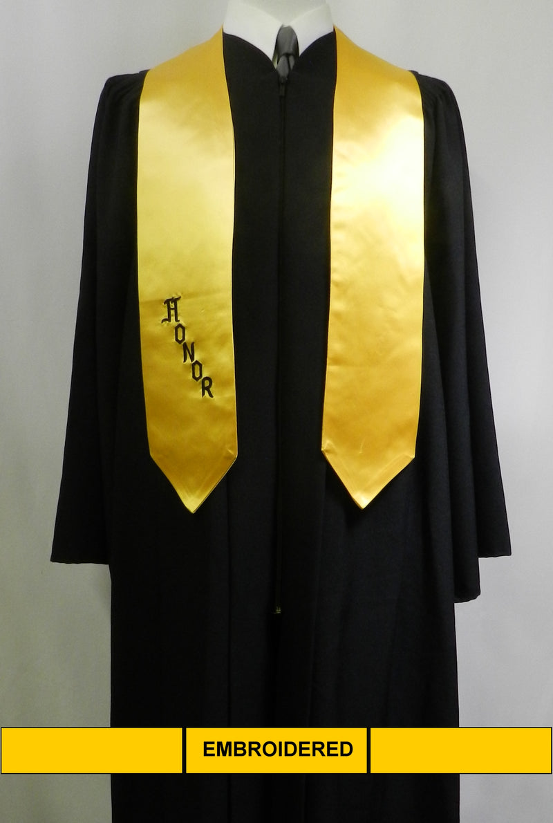 Screened gold satin honor stole from Senior Class