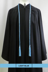 Light blue graduation honor cord with matching tassels from Senior Class Graduation Products. Made in USA.