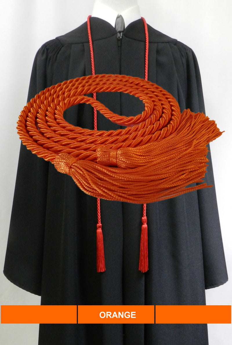 Orange graduation honor cord from Senior Class Graduation Products. Made in USA.