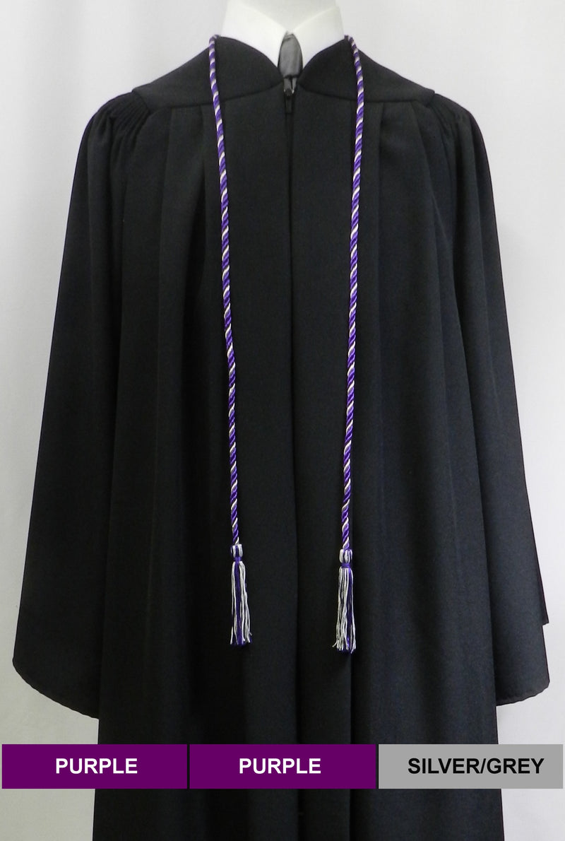 Purple and silver graduation honor cord from Senior Class Graduation Products. Made in USA.
