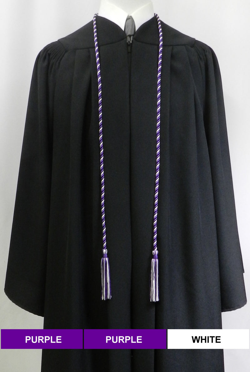 Purple and white 2 color graduation honor cord from Senior Class Graduation Products. Made in USA.