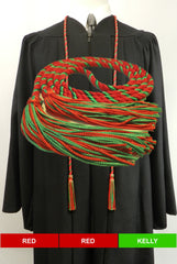 red and kelly green 2 color graduation honor cord.