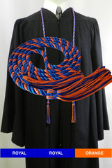 royal blue and orange 2-color graduation honor cord.