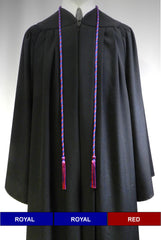 Royal blue and red 2 color graduation honor cord from Senior Class Graduation Products. Made in USA.