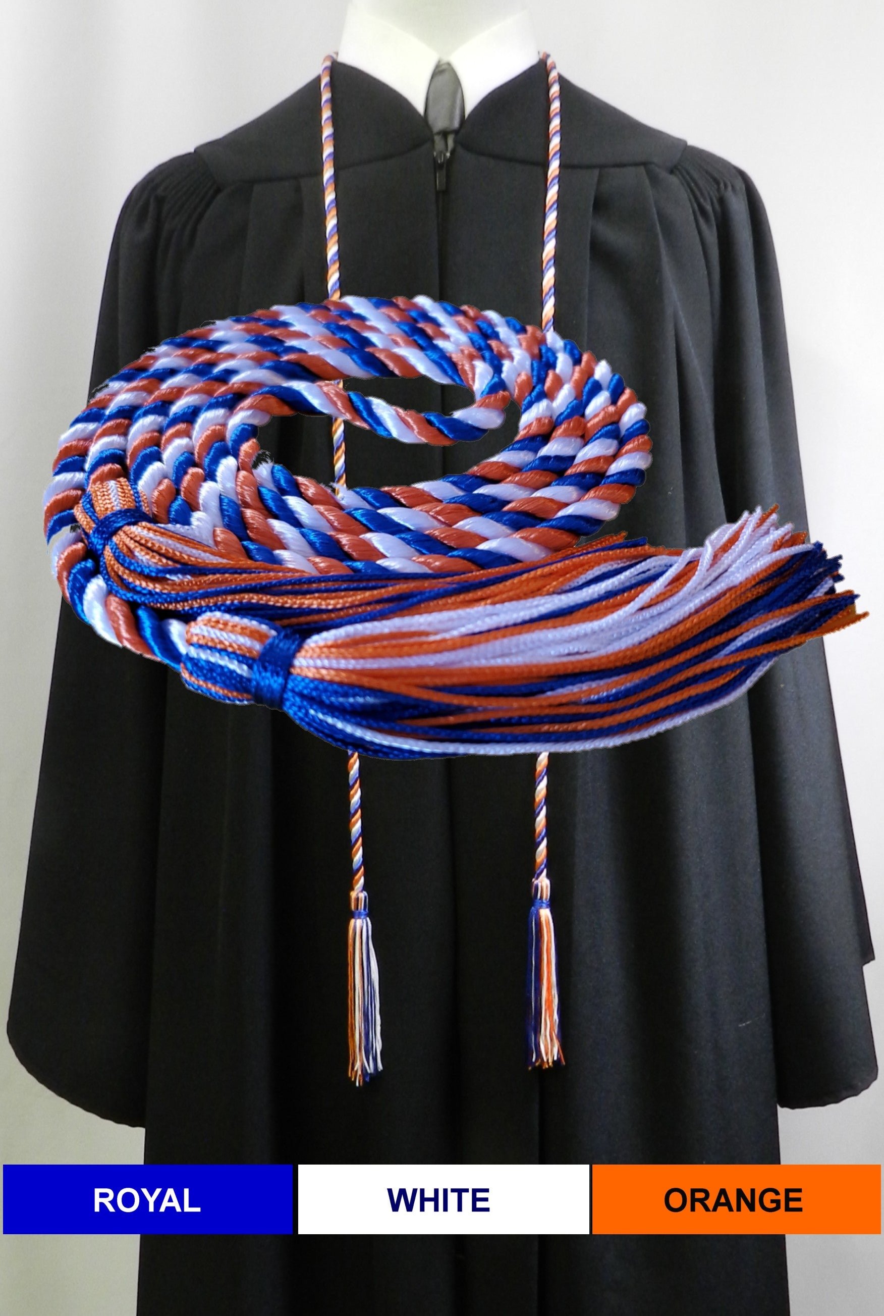 Royal Blue White Orange Honor Cords, Senior Class Graduation Products