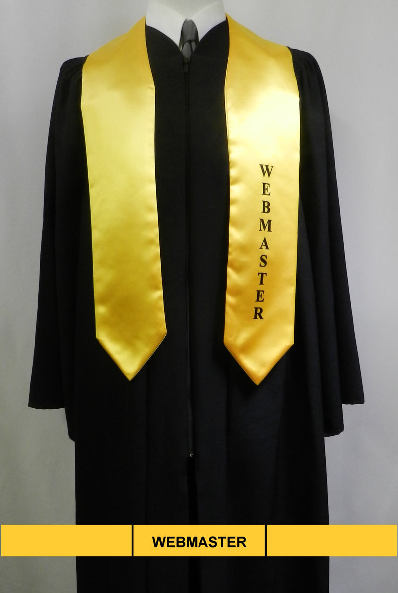 Webmaster stole in gold satin from Senior Class Graduation Products