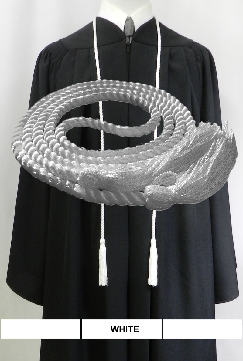 White graduation honor cord from Senior Class Graduation Products. Made in USA.